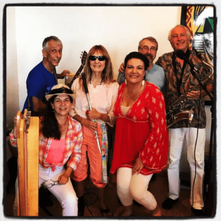 Cymber Lily Quinn, harpist, Elena Welch, jazz vocalist, Magic Pan, Hilo, Hawaii